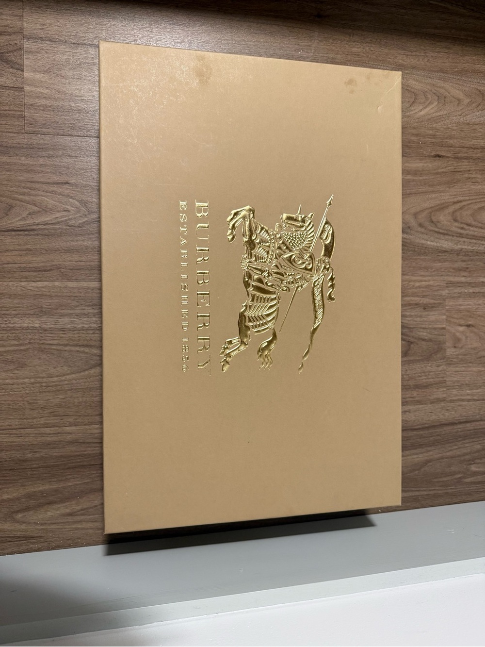 Burberry Tan Box with Gold Emblem